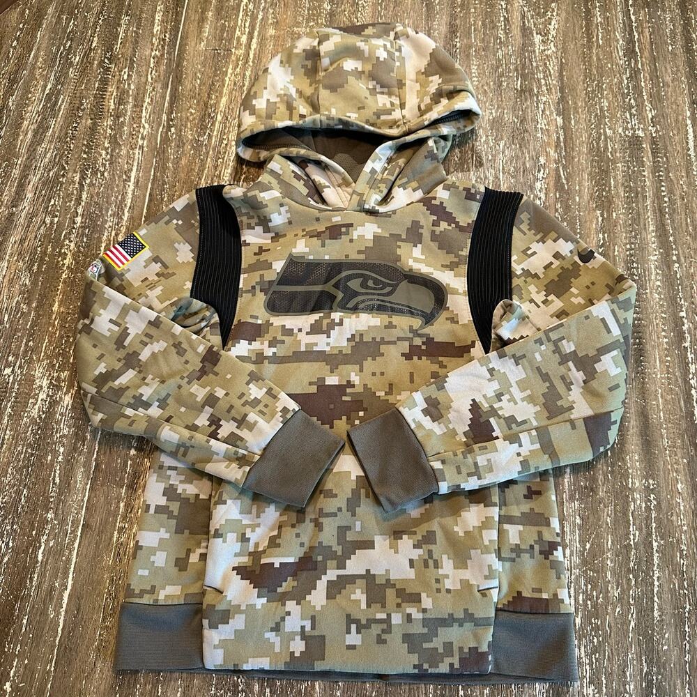 Nike Seattle Seahawks Salute to Service Camo Hoodie Sweatshirt Youth Size S (8)